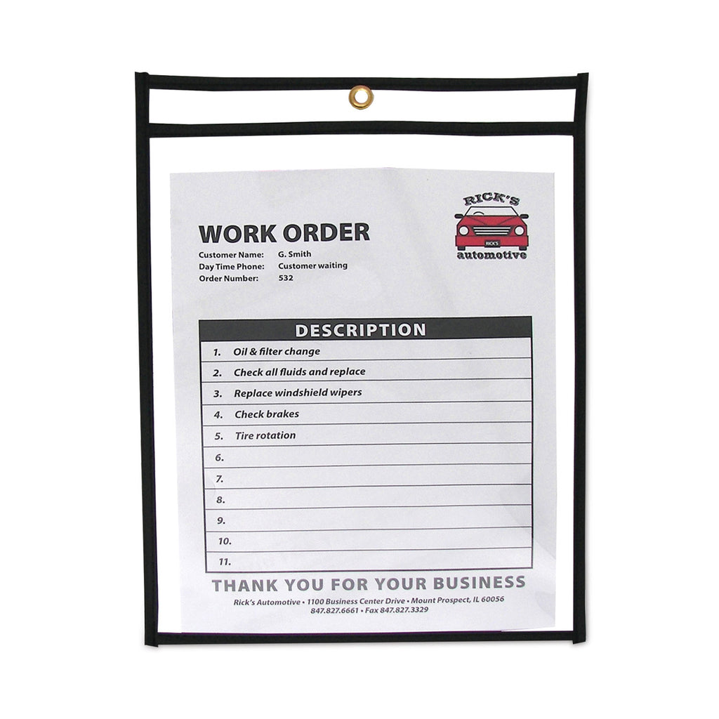 Shop Ticket Holders, Stitched, Both Sides Clear, 75 Sheets, 9 x 12, 25/Box - 
