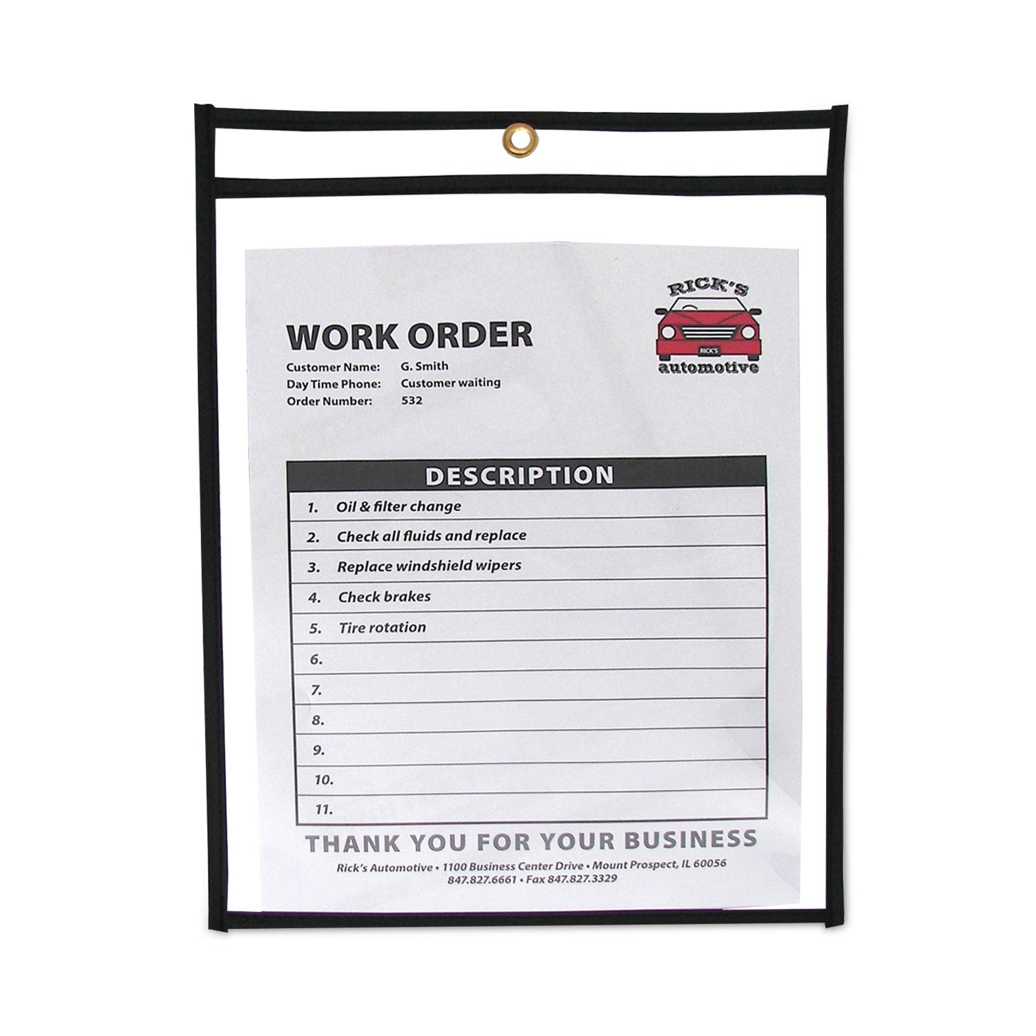 Shop Ticket Holders, Stitched, Both Sides Clear, 75 Sheets, 9 x 12, 25/Box - 