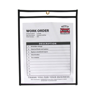 Shop Ticket Holders, Stitched, Both Sides Clear, 75 Sheets, 9 x 12, 25/Box - 