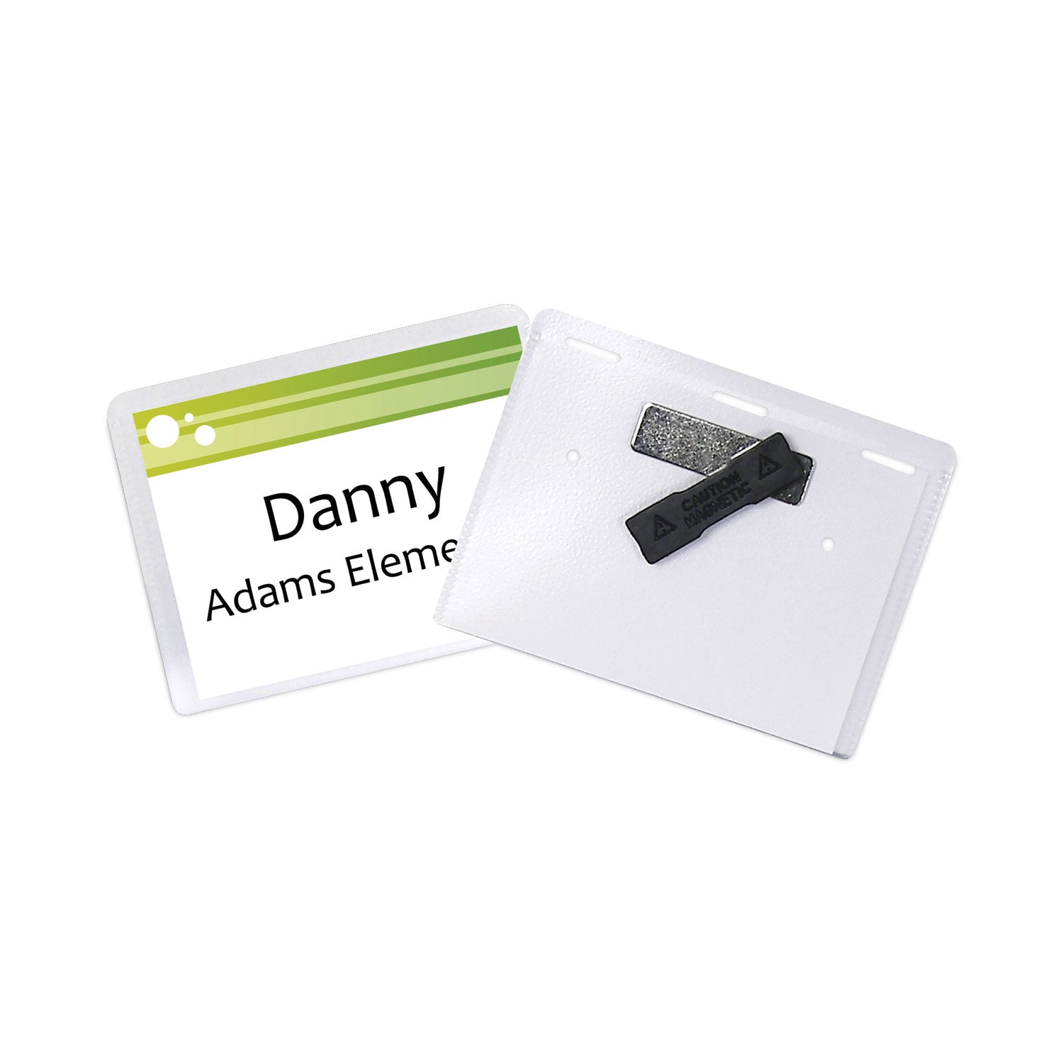 Magnetic Name Badge Holder Kit, Horizontal, 4w x 3h, Clear, 20/Box - 