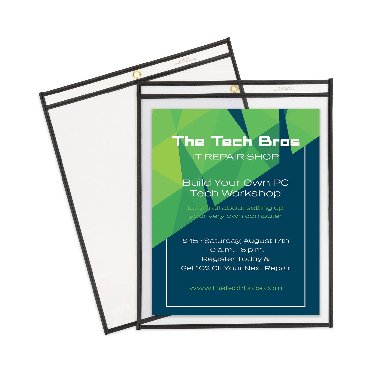 Shop Ticket Holders, Stitched, Both Sides Clear, 75", 12 x 15, 25/BX