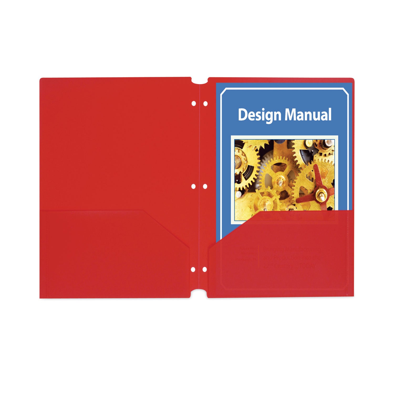 Two-Pocket Heavyweight Poly Portfolio Folder, 3-Hole Punch, 11 x 8.5, Red, 25/Box - 