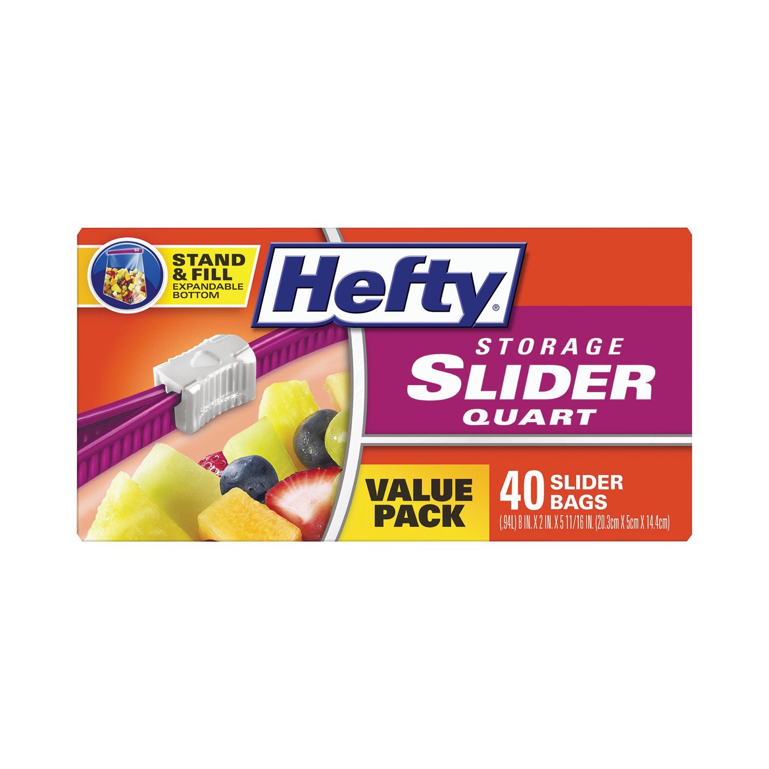 Slider Bags, 1 qt, 1.5 mil, 8" x 7", Clear, 40 Bags/Box, 9 Boxes/Carton