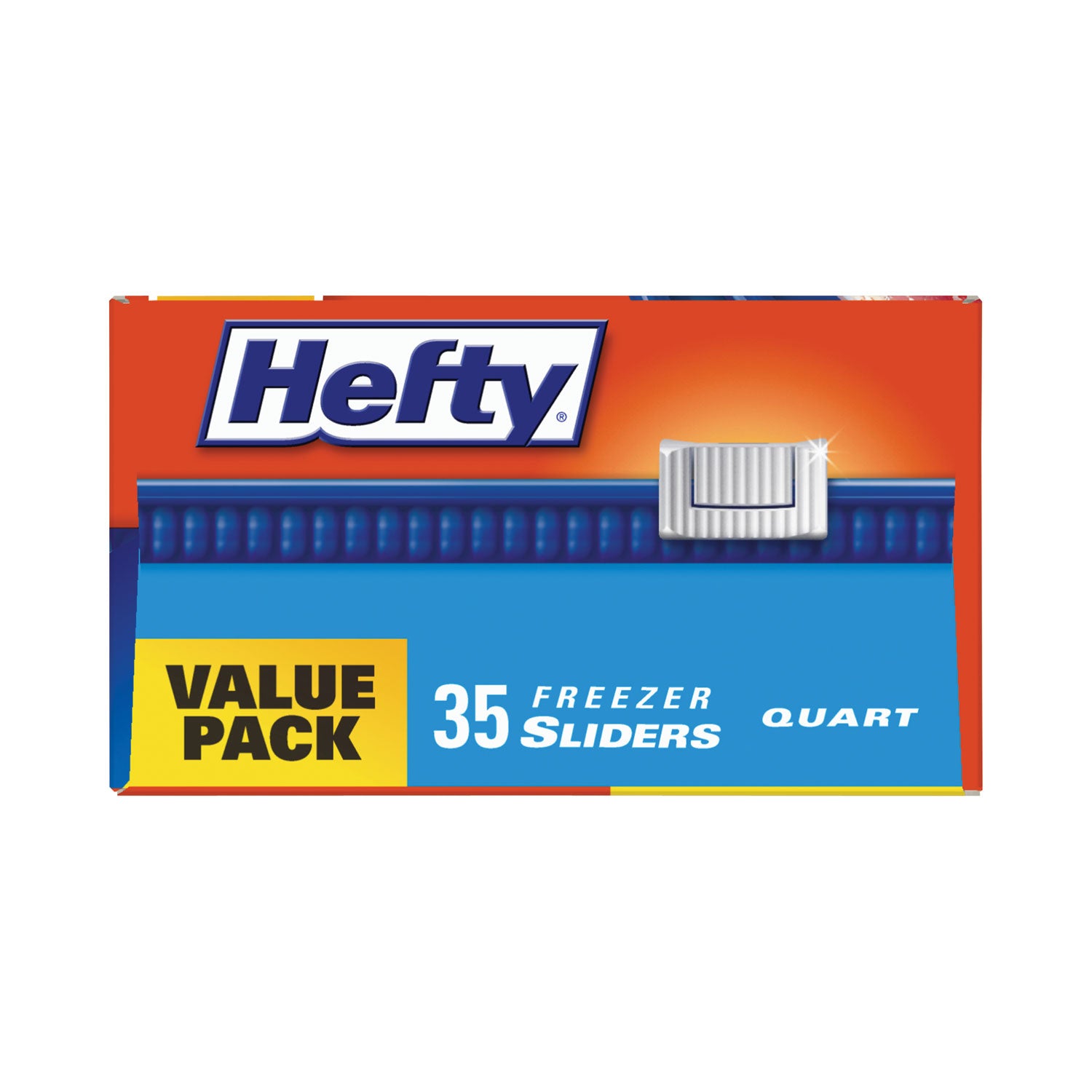 Hefty Quart Freezer Slider Bags - 1 quart Capacity - 7" Width x 8" Length - Zipper Closure - Clear - Plastic - 9/Carton - 35 Per Box - Food - 1