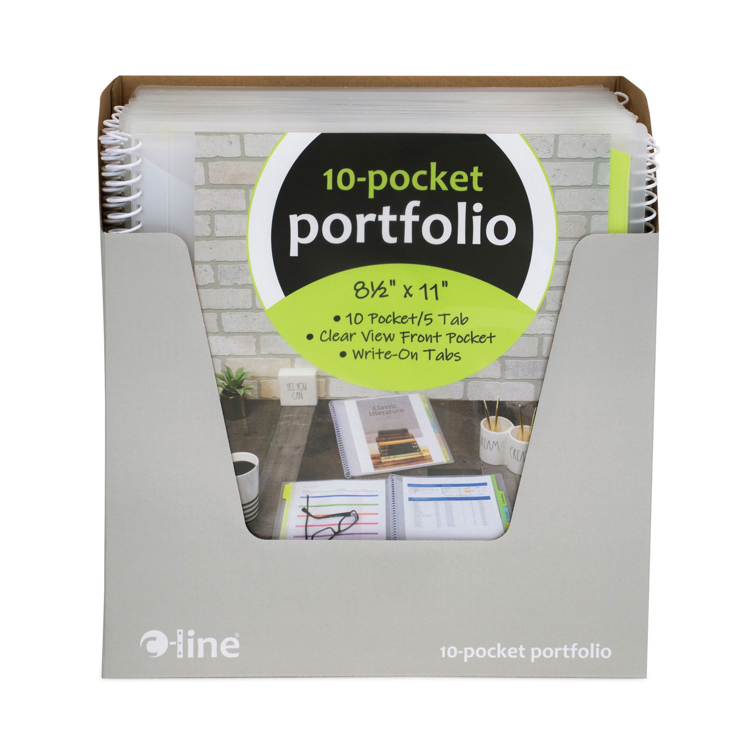 10-Pocket Poly Portfolio with Write-On Tabs, 8.5 x 11, Clear/Clear - 