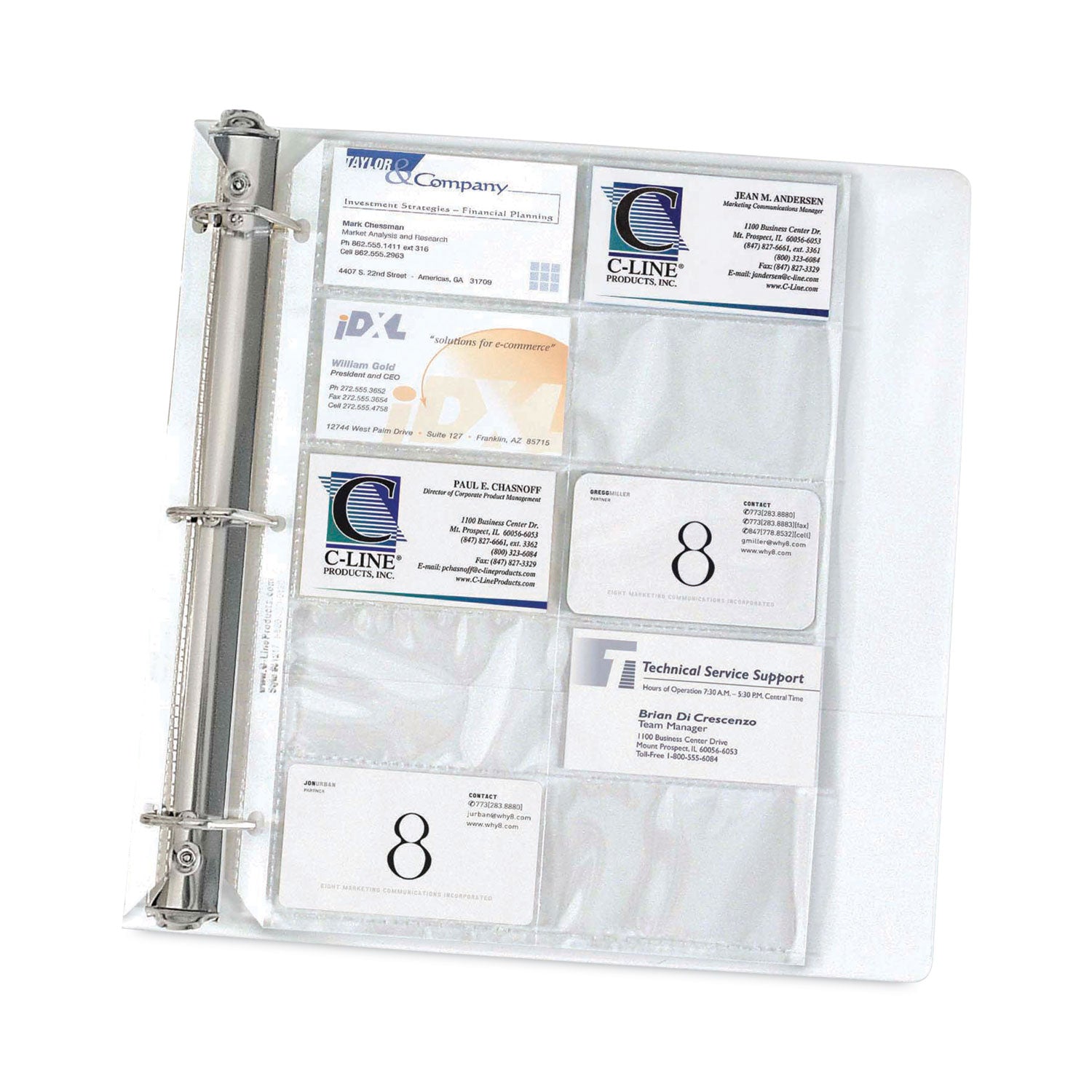 Business Card Binder Pages, For 2 x 3.5 Cards, Clear, 20 Cards/Sheet, 10 Sheets/Pack - 