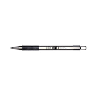 F-301 Ballpoint Pen, Retractable, Fine 0.7 mm, Black Ink, Stainless Steel/Black Barrel, 2/Pack
