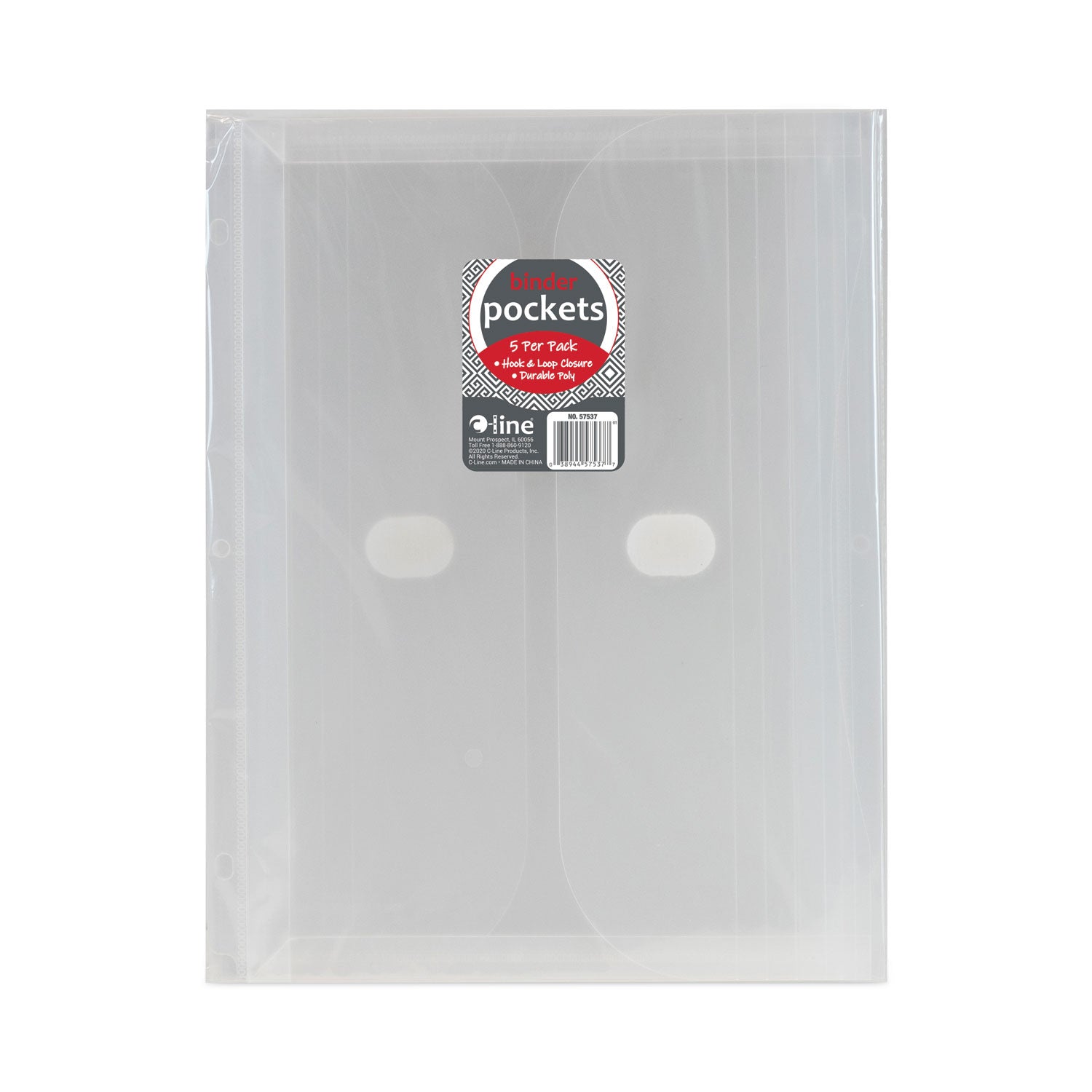 Poly Binder Pockets, 9.25 x 11.5, Clear, 5/Pack - 