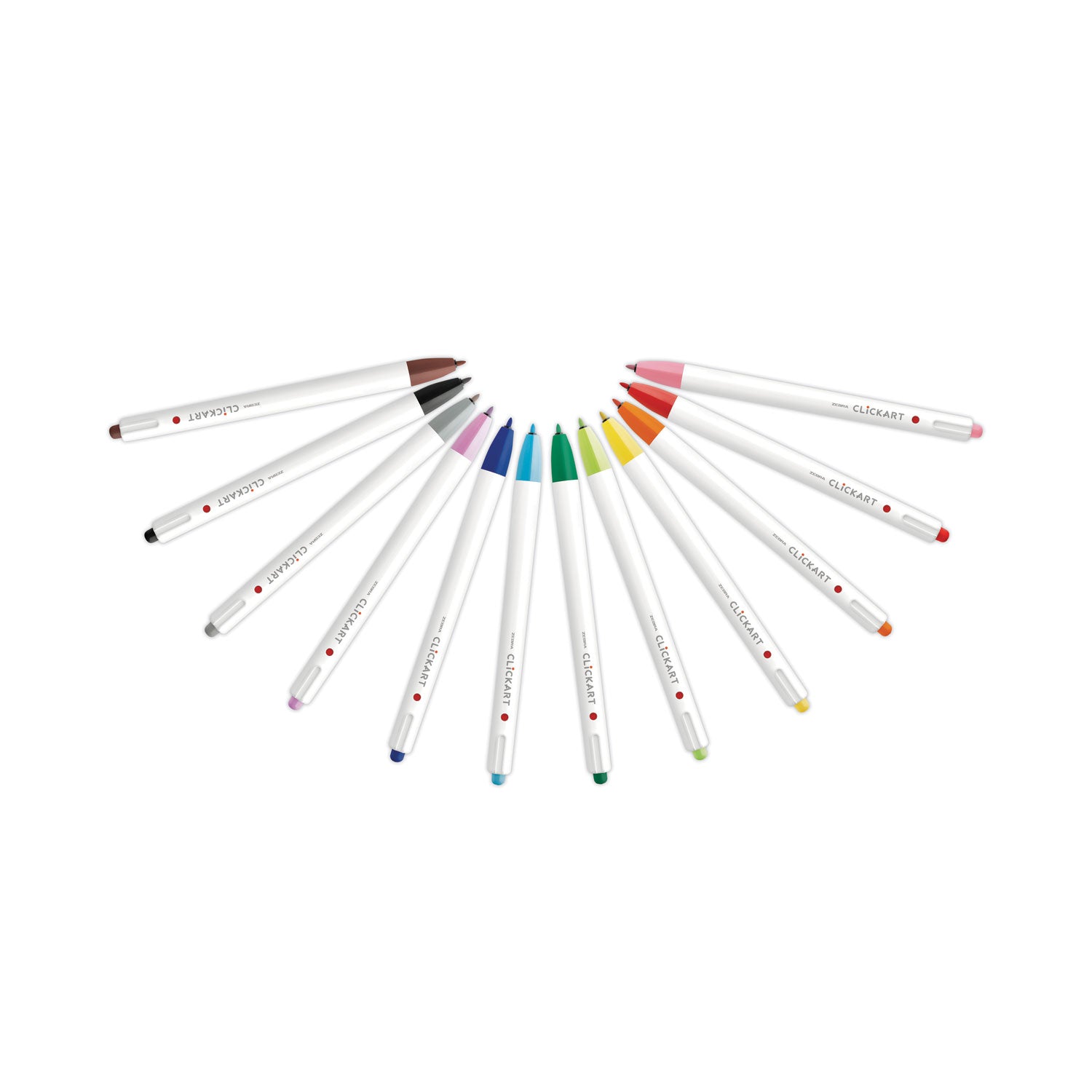 ClickArt Porous Point Pen, Retractable, Fine 0.6 mm, Assorted Ink and Barrel Colors, 12/Pack