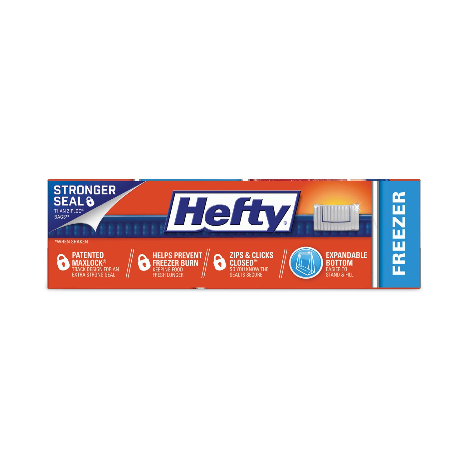 Hefty Quart Freezer Slider Bags - 1 quart Capacity - 7" Width x 8" Length - Zipper Closure - Clear - Plastic - 9/Carton - 35 Per Box - Food - 4