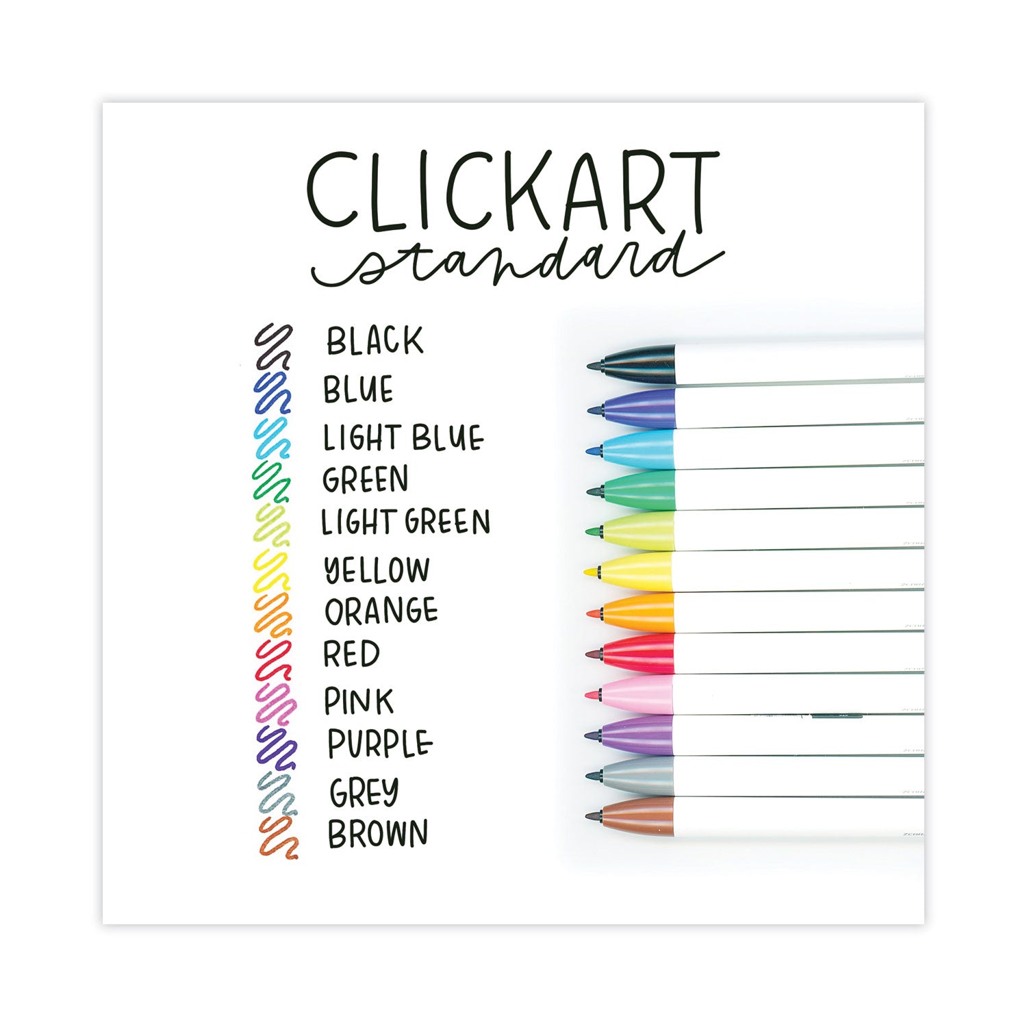 ClickArt Porous Point Pen, Retractable, Fine 0.6 mm, Assorted Ink and Barrel Colors, 12/Pack