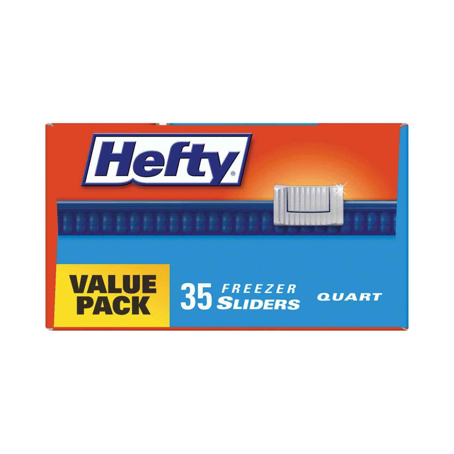 Hefty Quart Freezer Slider Bags - 1 quart Capacity - 7" Width x 8" Length - Zipper Closure - Clear - Plastic - 9/Carton - 35 Per Box - Food - 2