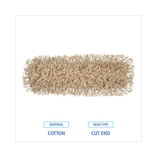 Industrial Dust Mop Head, Hygrade Cotton, 24w x 5d, White