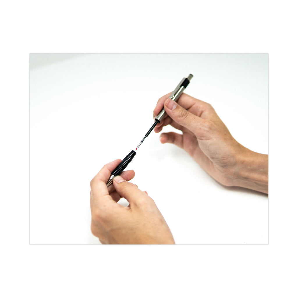 F-301 Ballpoint Pen, Retractable, Bold 1.6 mm, Black Ink, Stainless Steel/Black Barrel, 2/Pack