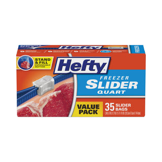 One Zip Slider Bags, Freezer, 1qt, 2.5 mil, Clear, 35/Box, Sold as 1 Box, 35 Each per Box - 2