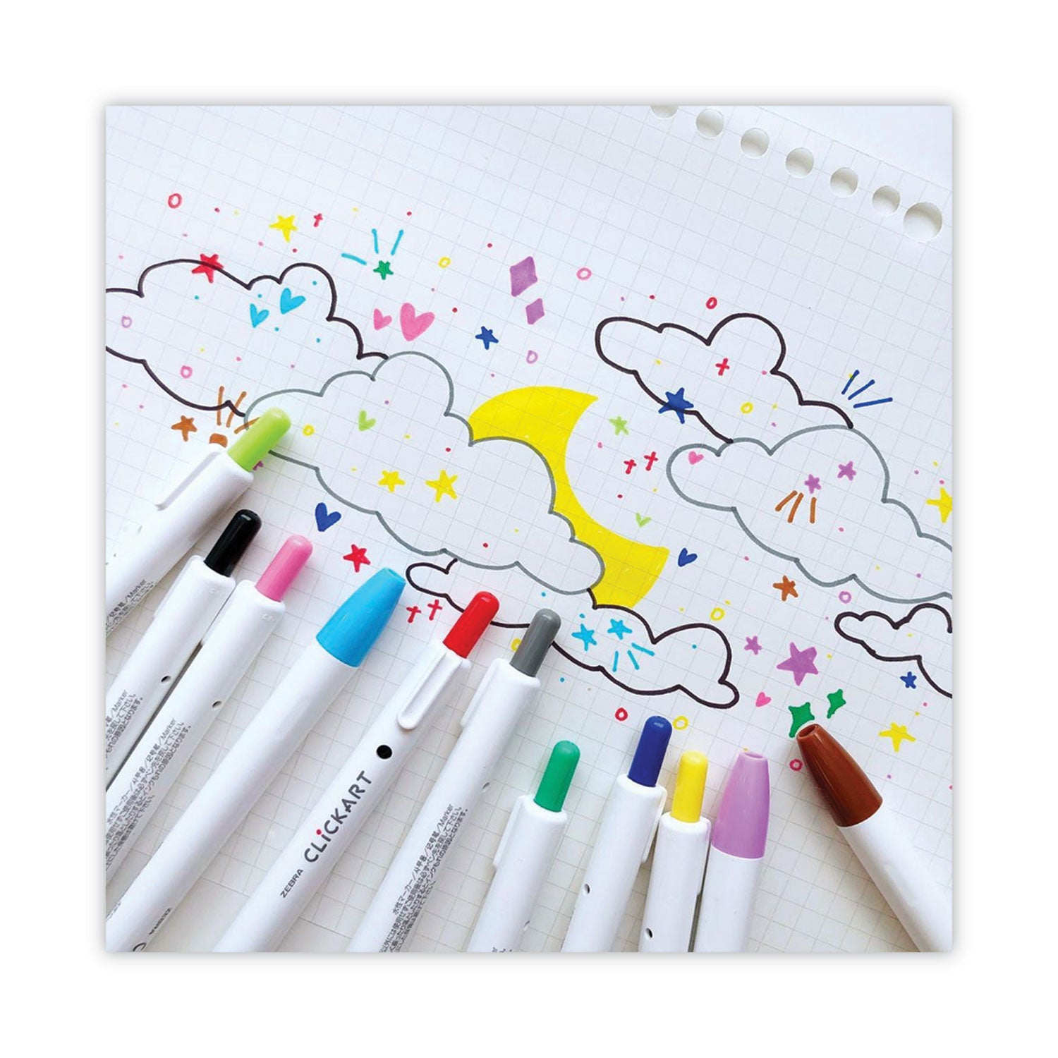 ClickArt Porous Point Pen, Retractable, Fine 0.6 mm, Assorted Ink and Barrel Colors, 12/Pack