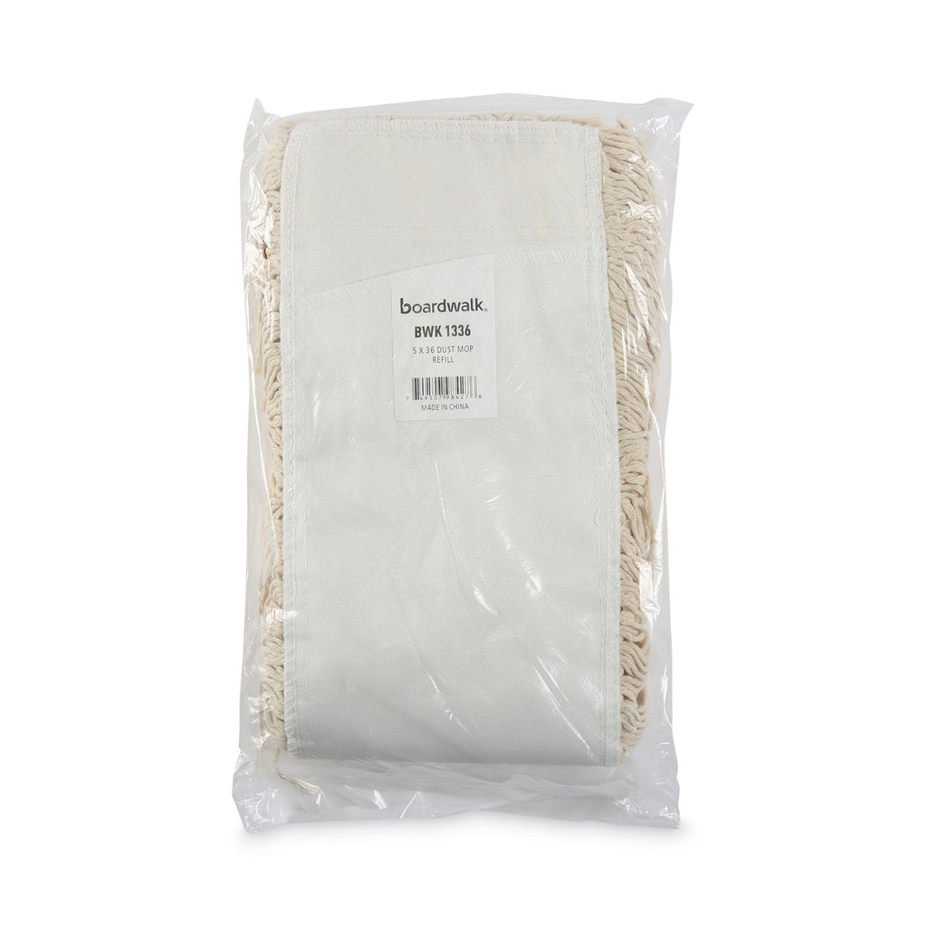Industrial Dust Mop Head, Washable, Hygrade Cotton, 36w x 5d, White