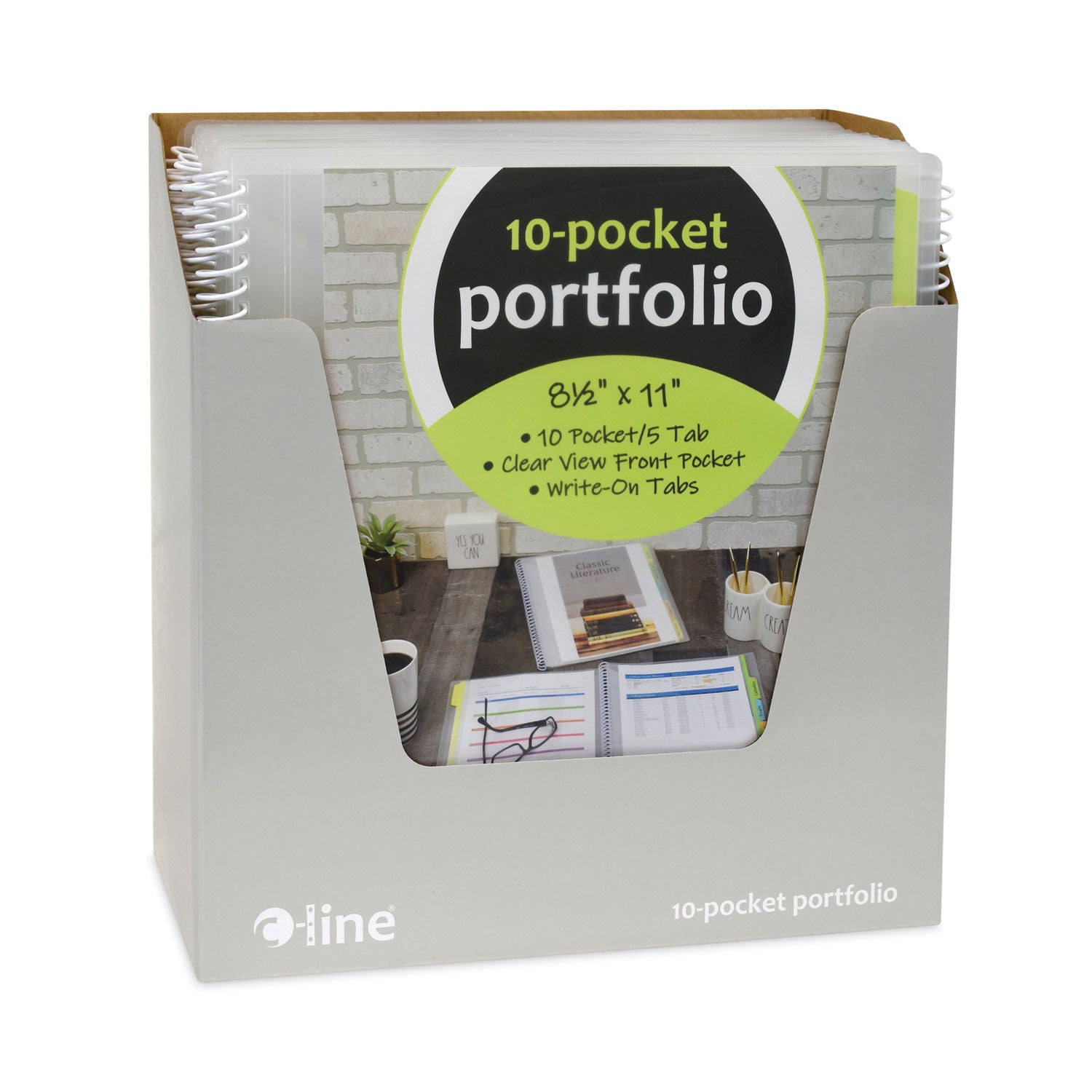 10-Pocket Poly Portfolio with Write-On Tabs, 8.5 x 11, Clear/Clear - 