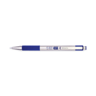 F-301 Ballpoint Pen, Retractable, Fine 0.7 mm, Blue Ink, Stainless Steel/Blue Barrel, 2/Pack
