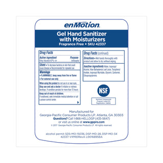 enMotion Gen2 E3-Rated Gel Sanitizer Dispenser Refill, 1,000 mL Bottle, Fragrance-Free, 2/Carton