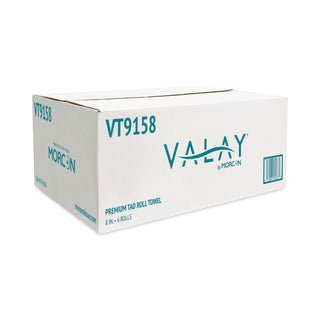 Valay Universal TAD Roll Towels, 1-Ply, 8 x 600 ft, White, 6 Rolls/Carton