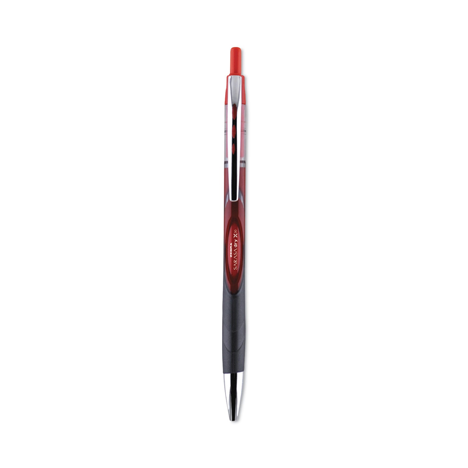 sarasa-dry-gel-x30-gel-pen-retractable-medium-07-mm-red-ink-red-black-silver-barrel-12-pack_zeb47130 - 1