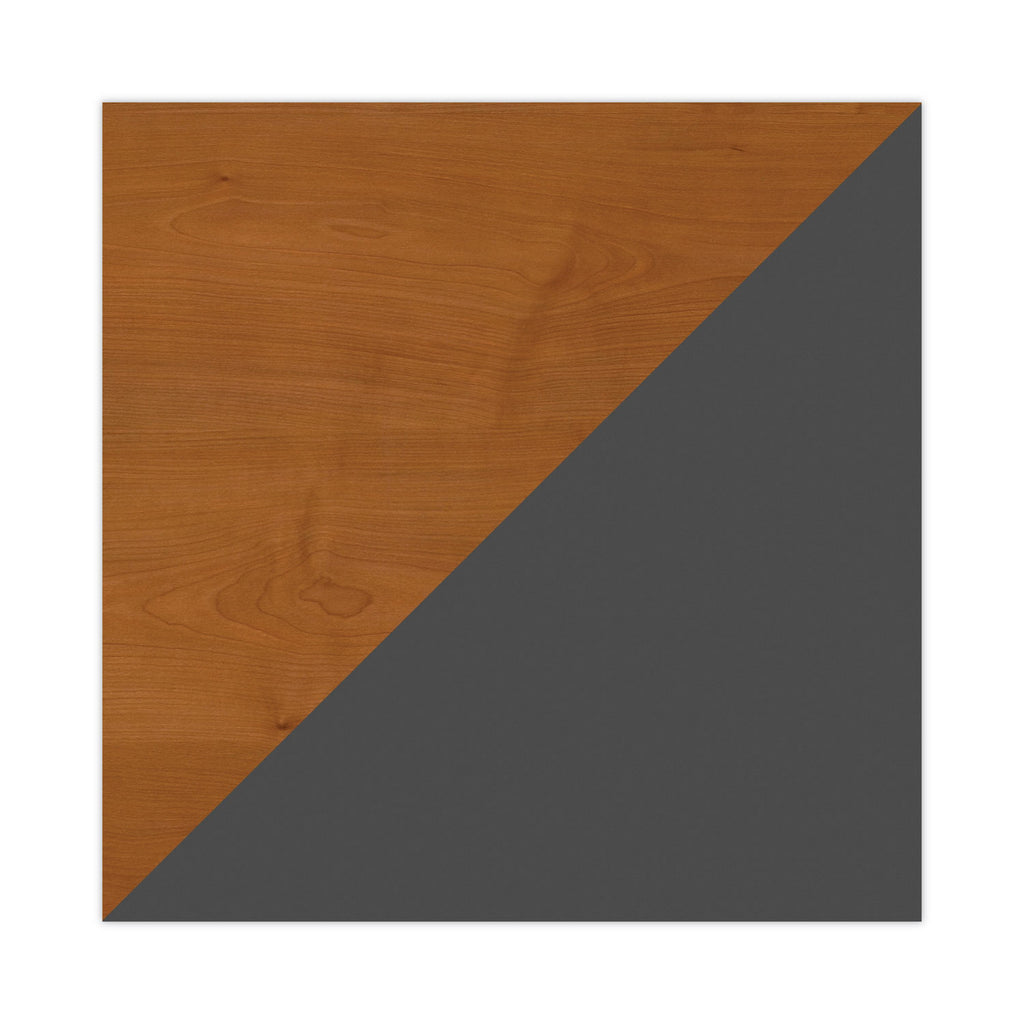 Series C Collection Bow Front Desk, 71.13" x 36.13" x 29.88", Natural Cherry/Graphite Gray - 