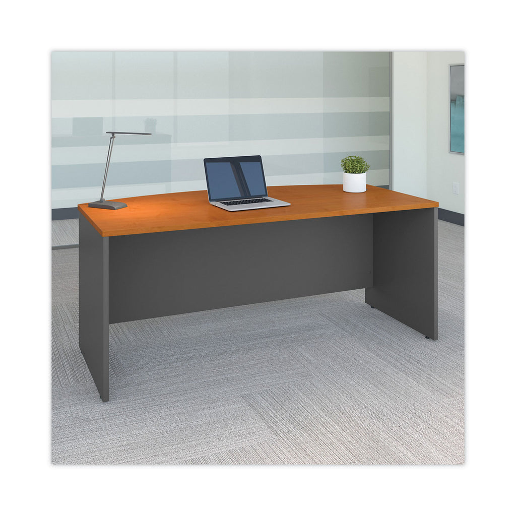 Series C Collection Bow Front Desk, 71.13" x 36.13" x 29.88", Natural Cherry/Graphite Gray - 