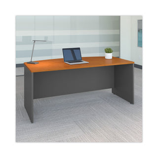 Series C Collection Bow Front Desk, 71.13" x 36.13" x 29.88", Natural Cherry/Graphite Gray - 