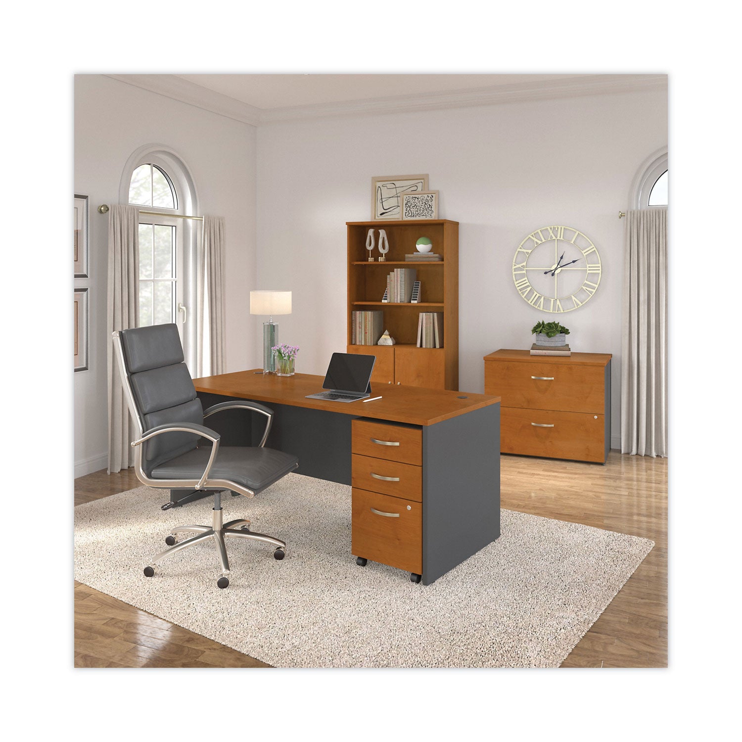 Series C Collection Desk Shell, 71.13" x 29.38" x 29.88", Natural Cherry/Graphite Gray - 