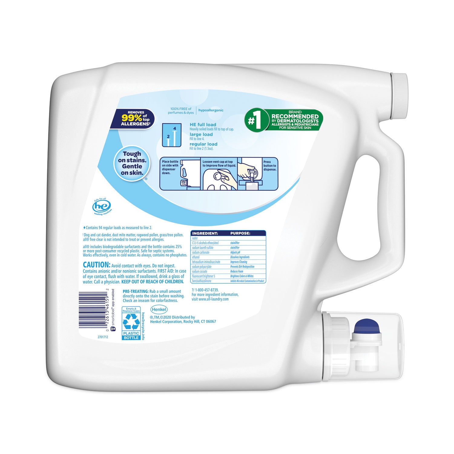 ultra-free-clear-liquid-detergent-unscented-141-oz-bottle-4-carton_dia46159 - 2