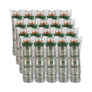 Bare Eco-Forward RPET Cold Cups, ProPlanet Seal, 12 oz to 14 oz, Leaf Design, Clear, Squat, 50/Pack, 20 Packs/Carton