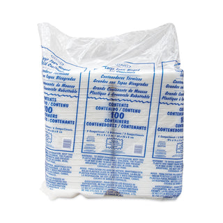 Foam Hinged Lid Container, 3-Compartment, 8 oz, 9 x 9.4 x 3, White, 200/Carton