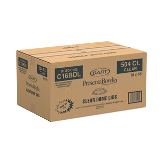 PresentaBowls Clear Dome Lids, 5.4 Diameter x 1.1 h, Plastic, 504/Carton
