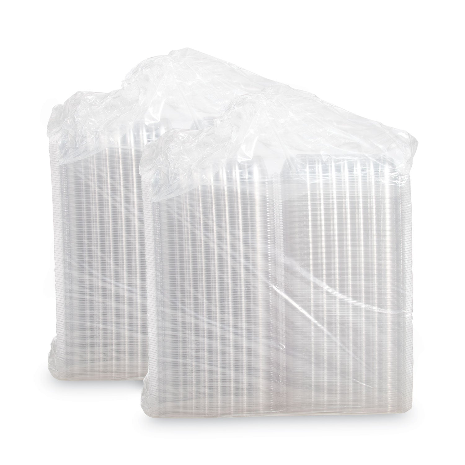 ClearSeal Hinged-Lid Plastic Containers, 9.3 x 8.8 x 3, Clear, Plastic, 100/Bag, 2 Bags/Carton - 