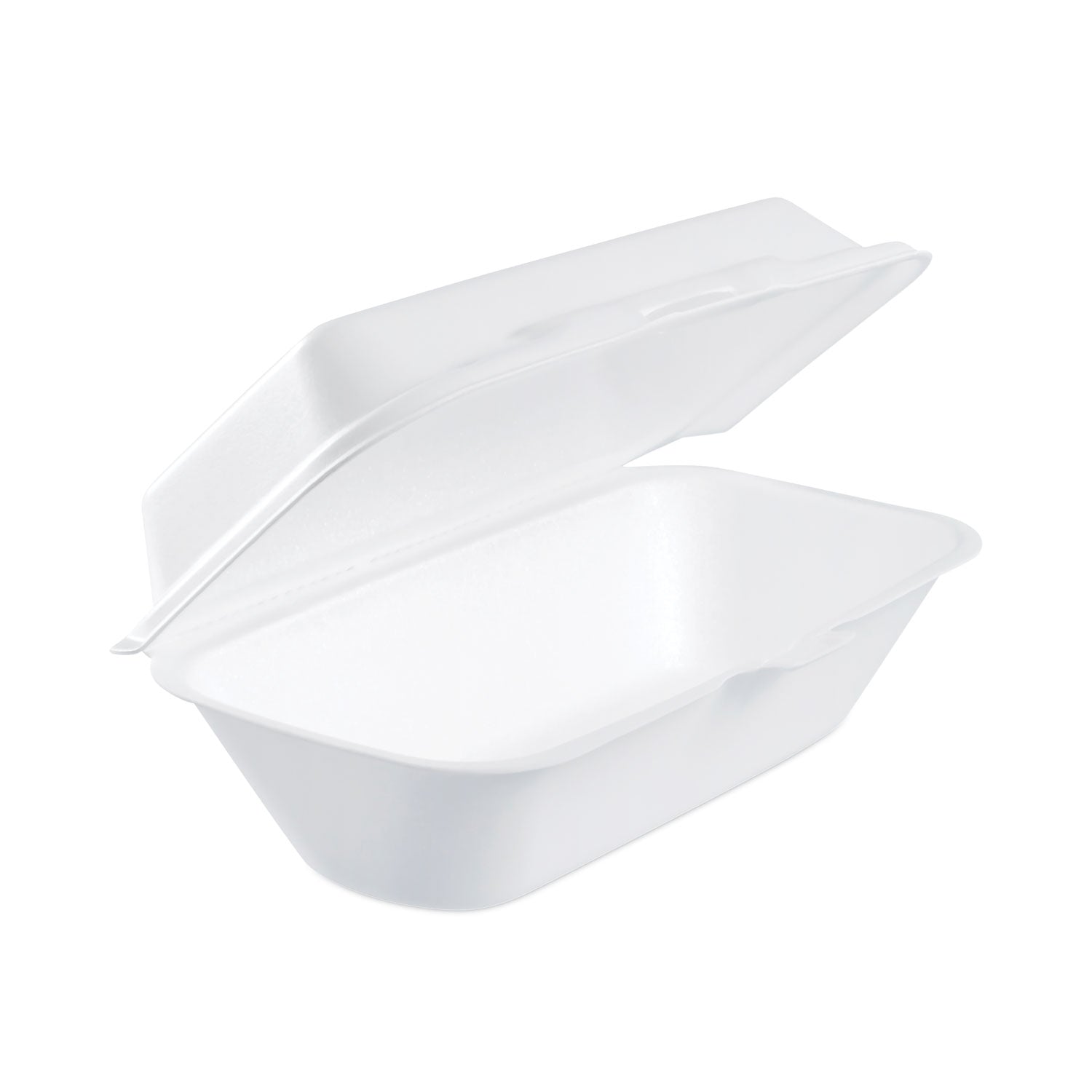 Foam Hinged Lid Container, Hoagie Container with Removable Lid, 5.3 x 9.8 x 3.3, White, 125/Bag, 4 Bags/Carton - 