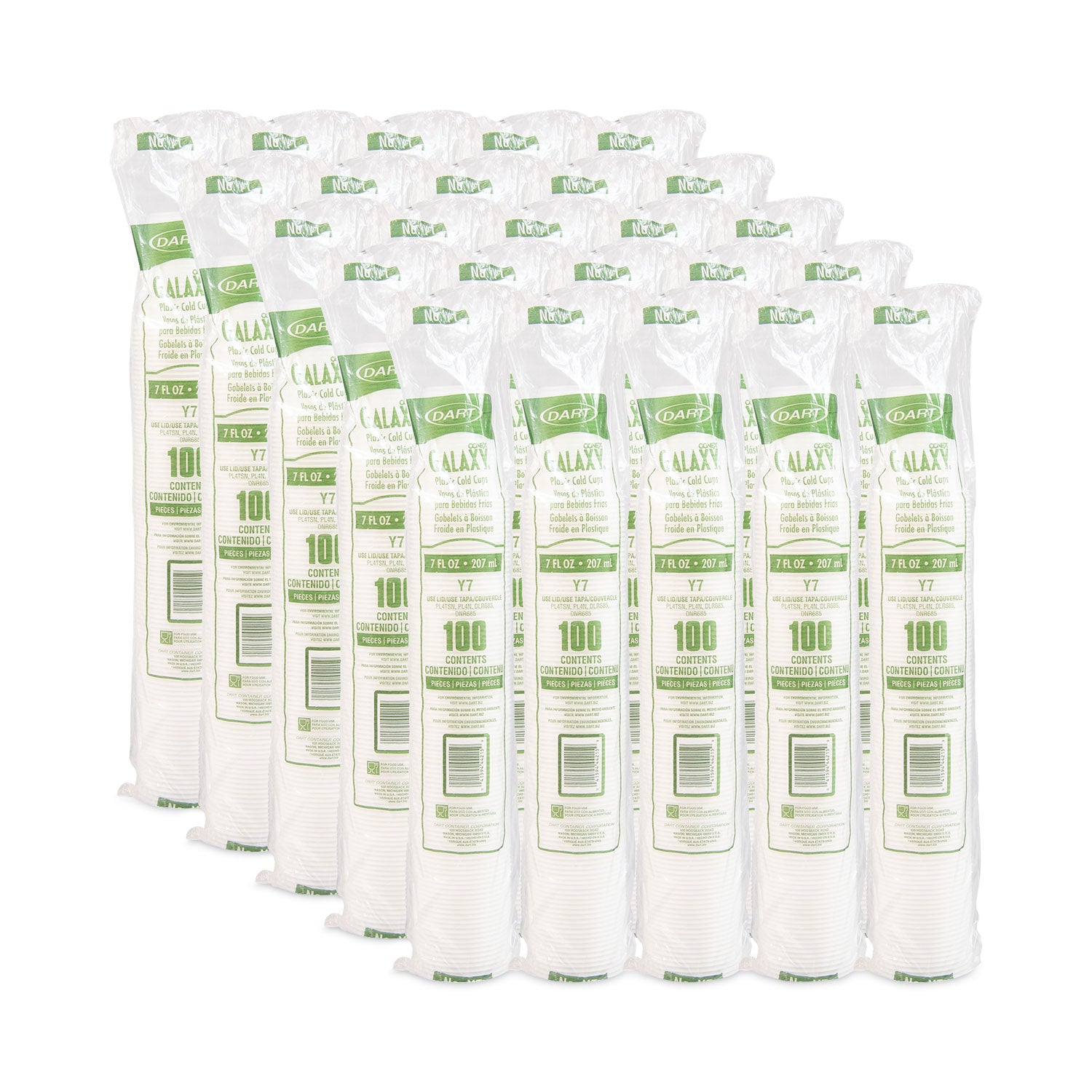 High-Impact Polystyrene Cold Cups, 7 oz, Translucent, 100 Cups/Sleeve, 25 Sleeves/Carton