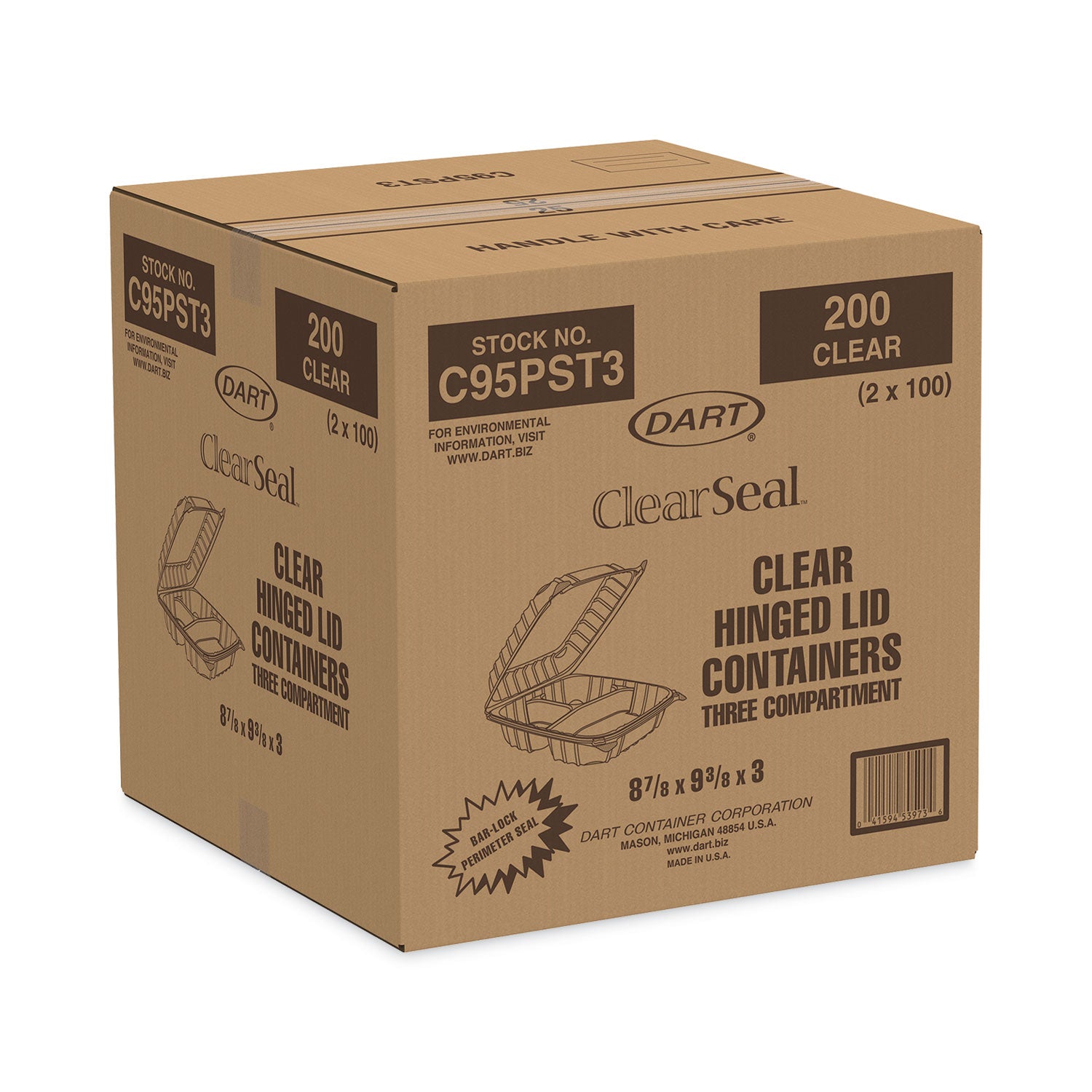 clearseal-hinged-lid-plastic-containers-3-compartment-94-x-89-x-3-plastic-100-bag-2-bags-carton_dccc95pst3 - 2