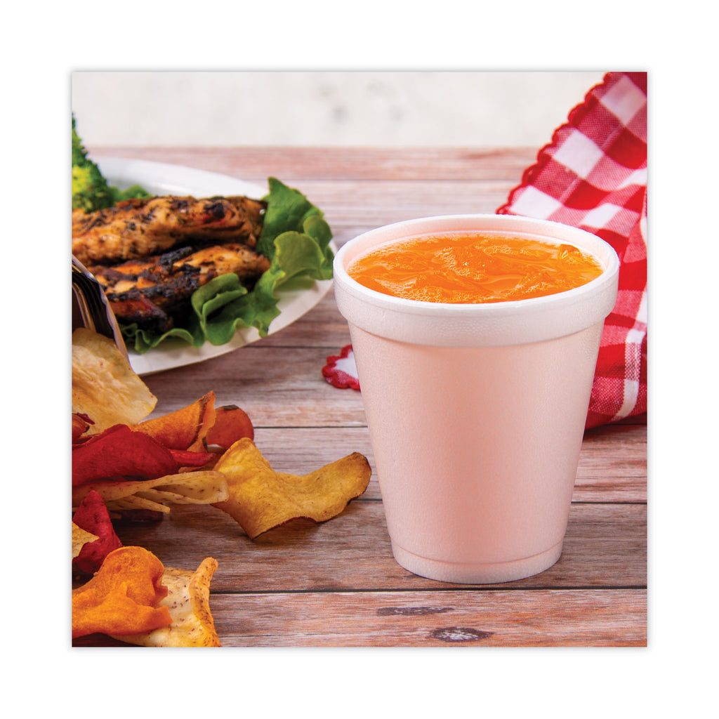Foam Drink Cups, 8 oz, White, 25/Pack