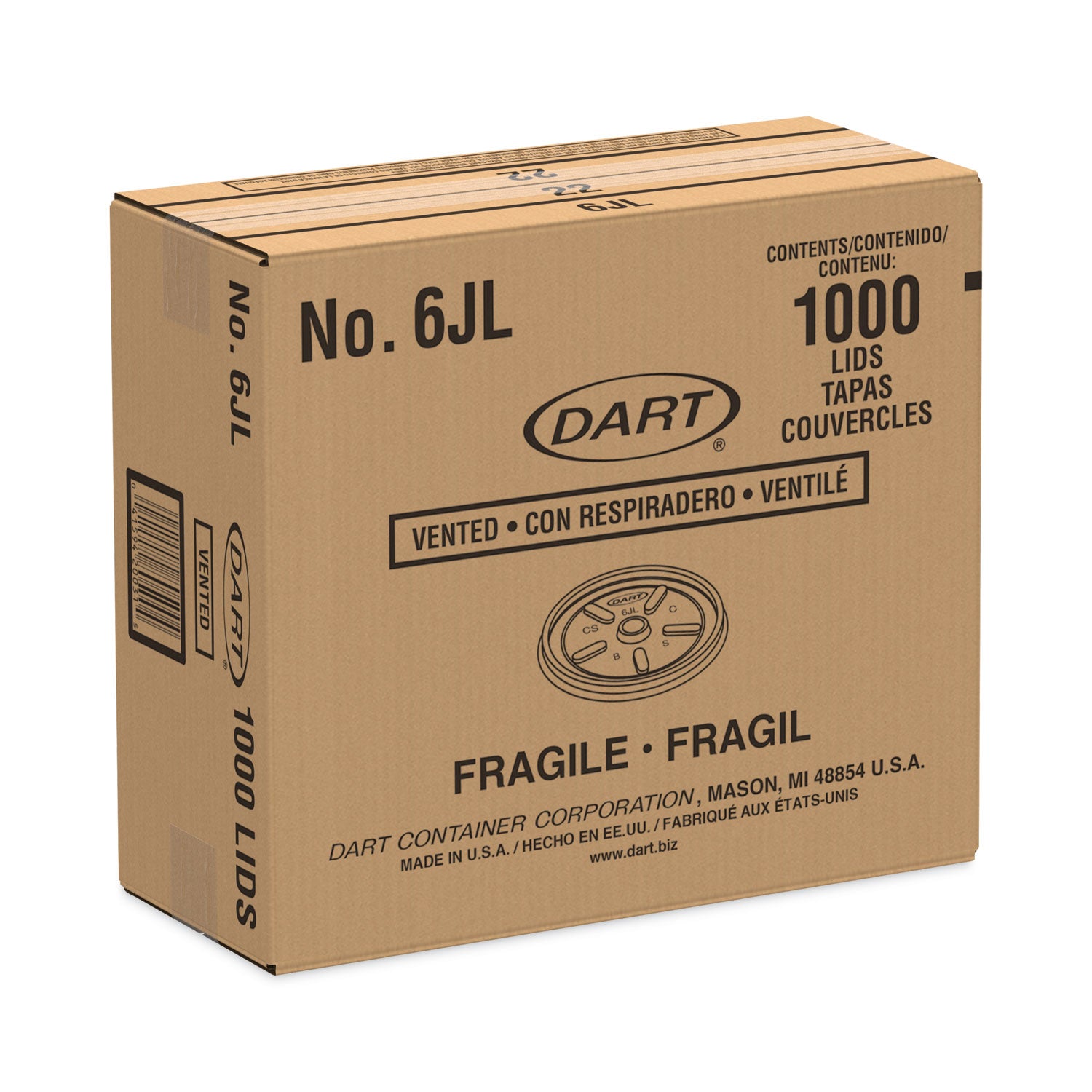 Plastic Lids for Foam Containers, Vented, Fits 3.5-6 oz, White, 100/Pack, 10 Packs/Carton