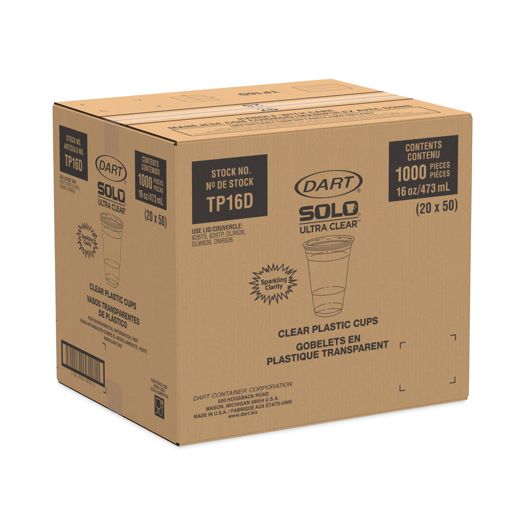 Ultra Clear PET Cups, 16 oz, Squat, 50/Pack