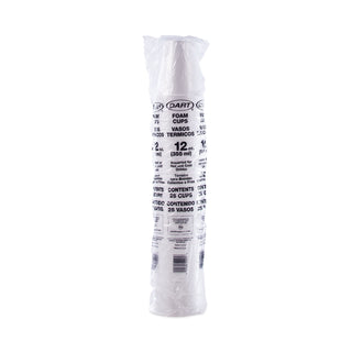 Foam Drink Cups, 12 oz, White, 25/Pack