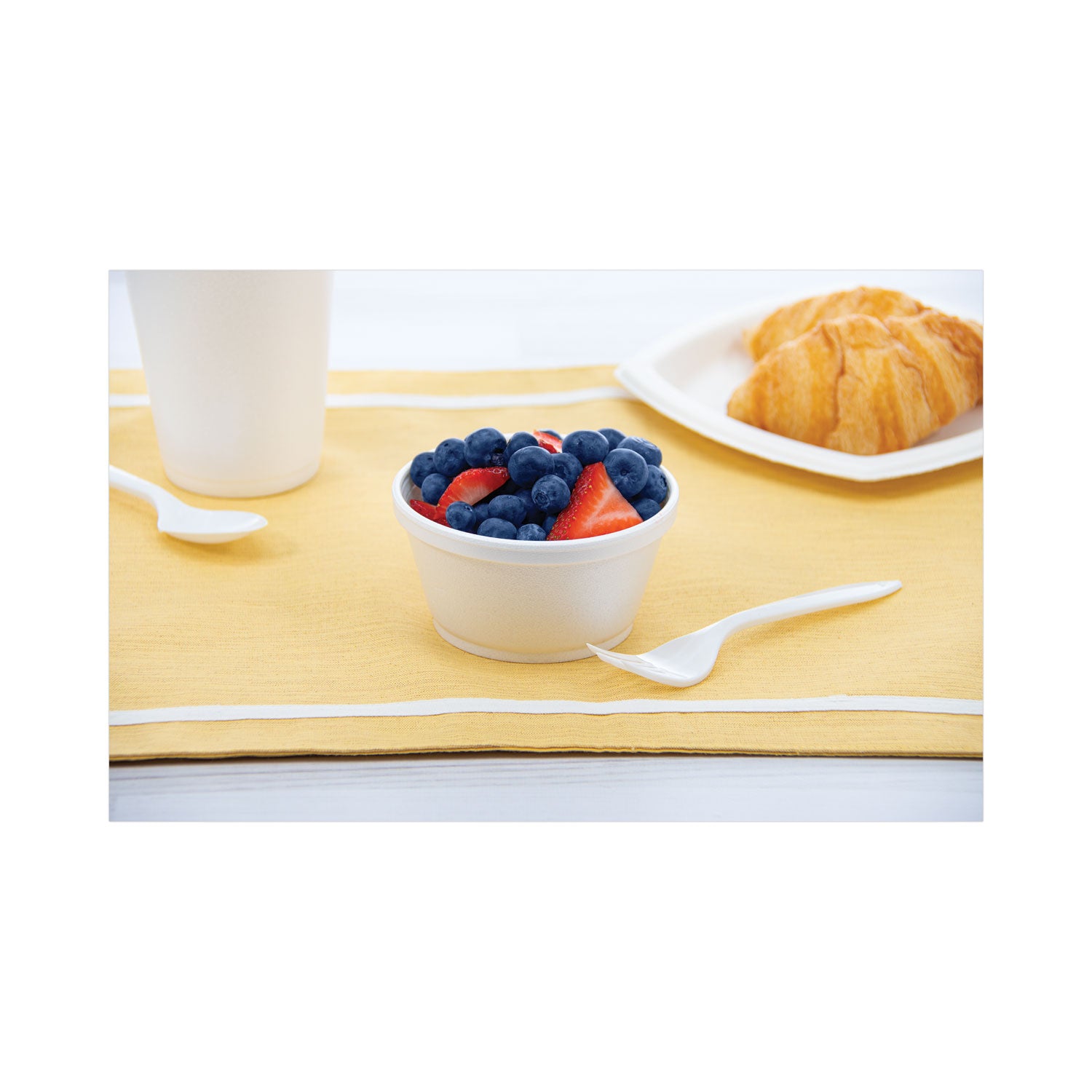 Foam Container, Extra Squat, 8 oz, White, 1,000/Carton - 
