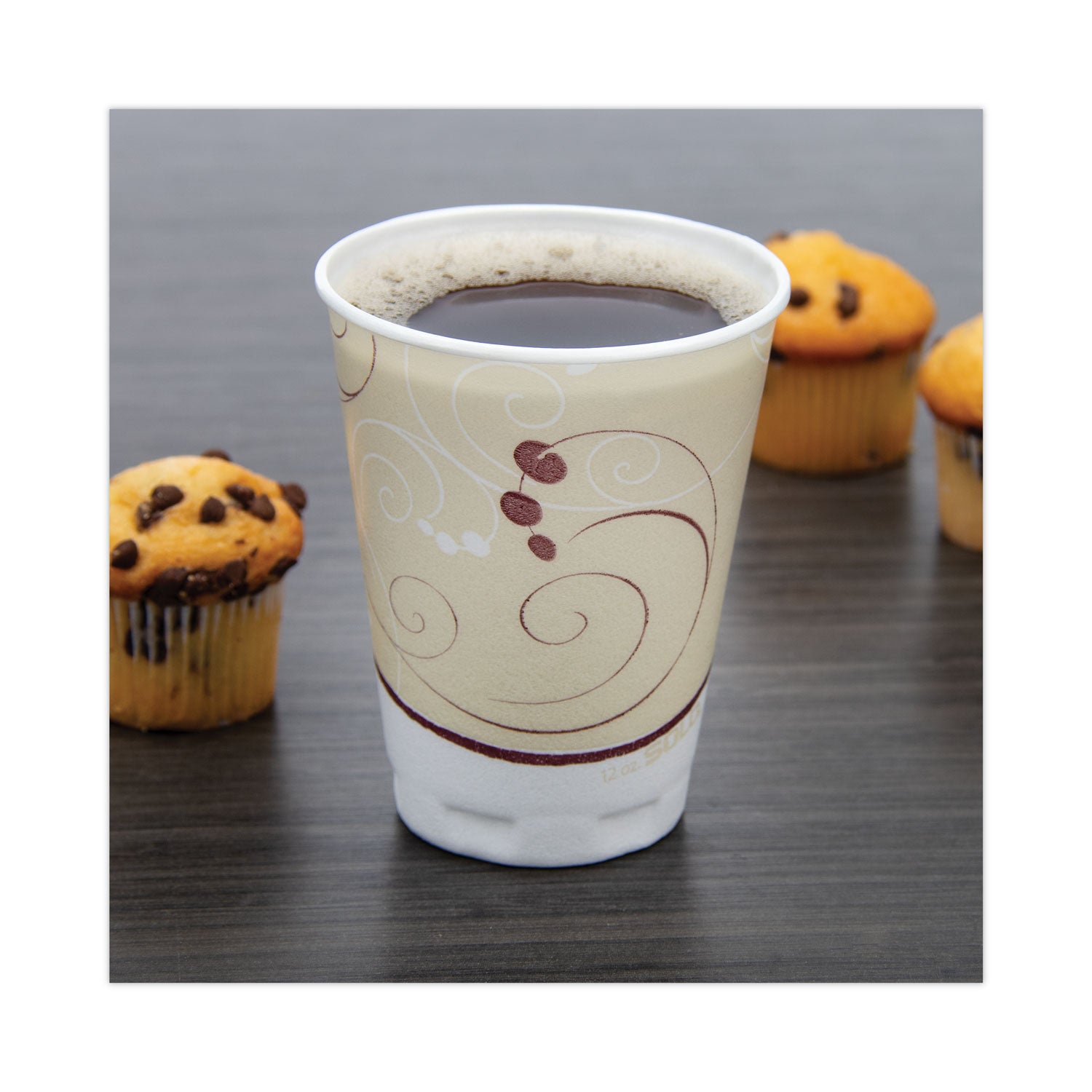 Trophy Plus Dual Temperature Insulated Cups in Symphony Design, 12 oz, Beige, 1,000/Carton - 