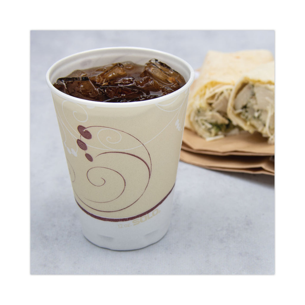 Trophy Plus Dual Temperature Insulated Cups in Symphony Design, 12 oz, Beige, 1,000/Carton - 