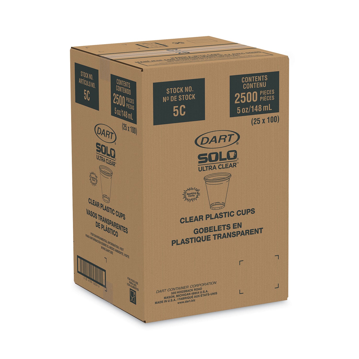 Ultra Clear Cups, 5 oz, PET, 100/Bag, 25 Bags/Carton