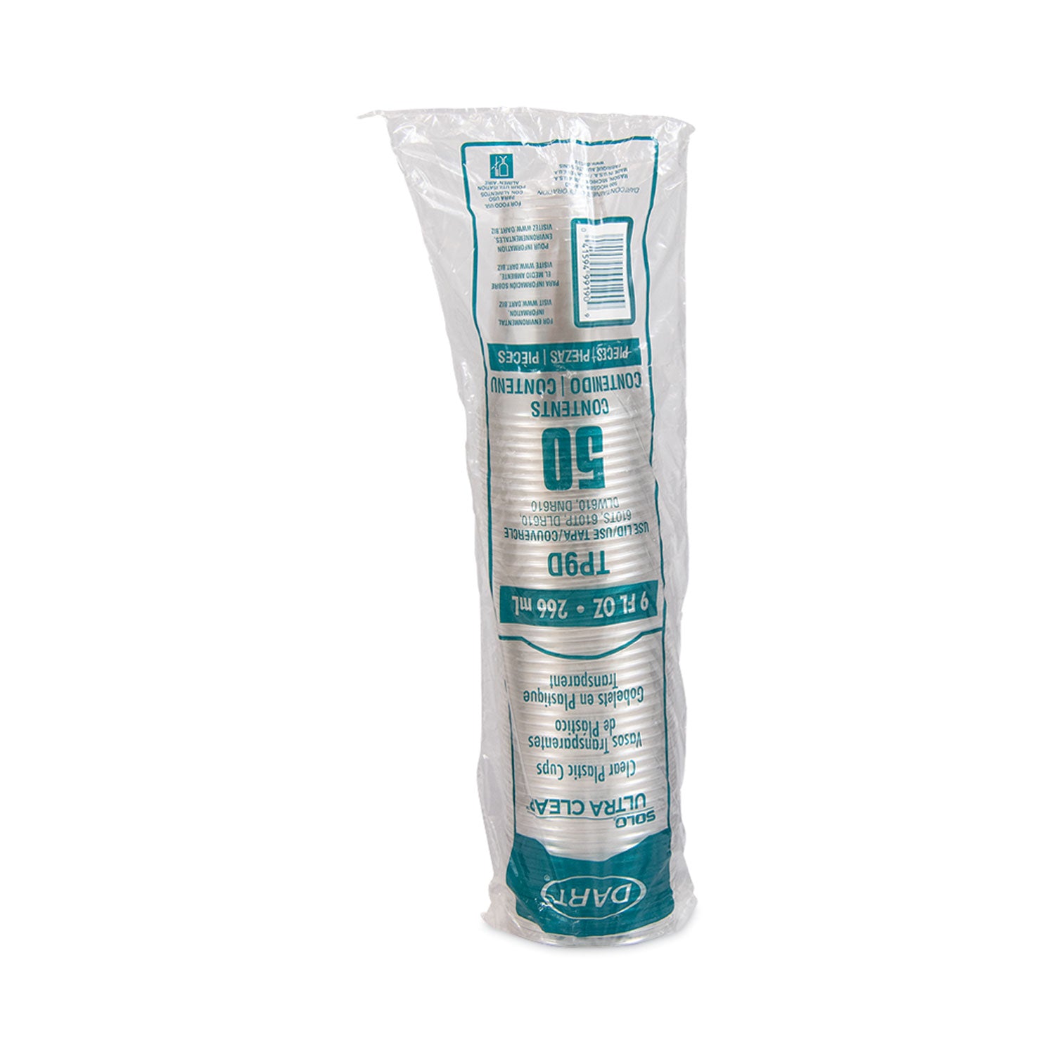 Ultra Clear PET Cups, 9 oz, Tall, 50/Bag, 20 Bags/Carton