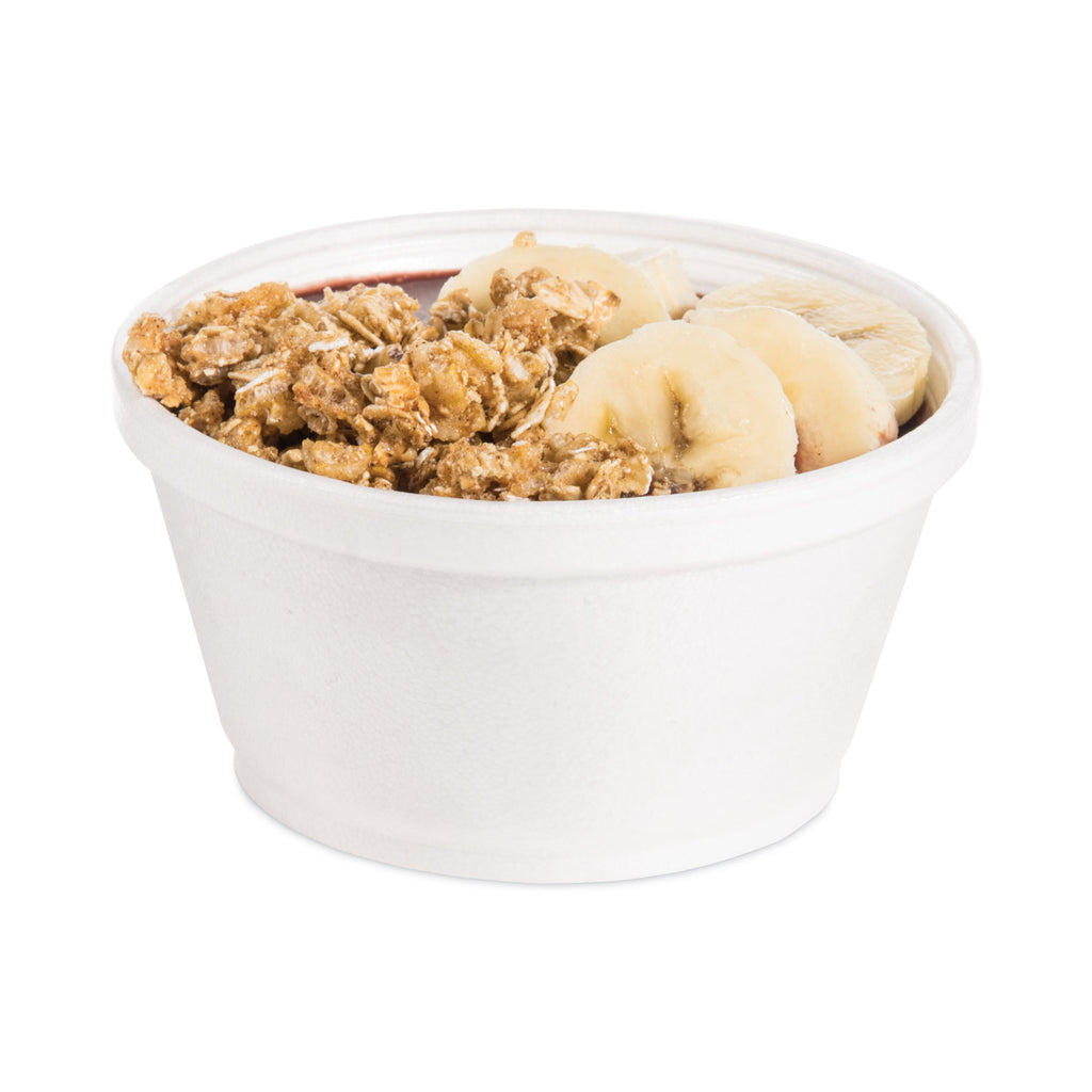 Foam Container, Extra Squat, 8 oz, White, 1,000/Carton - 