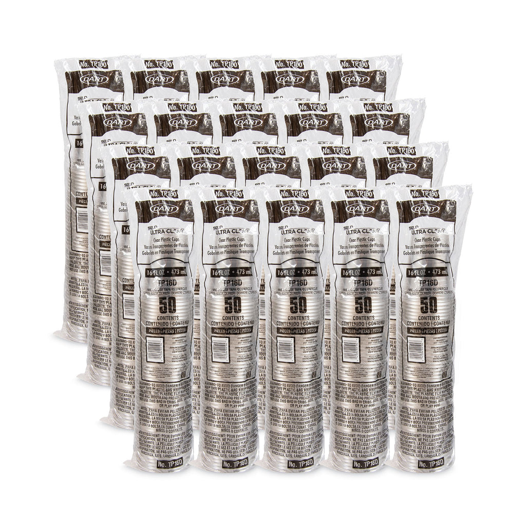 Ultra Clear PET Cups, 16 oz, Squat, 50/Pack