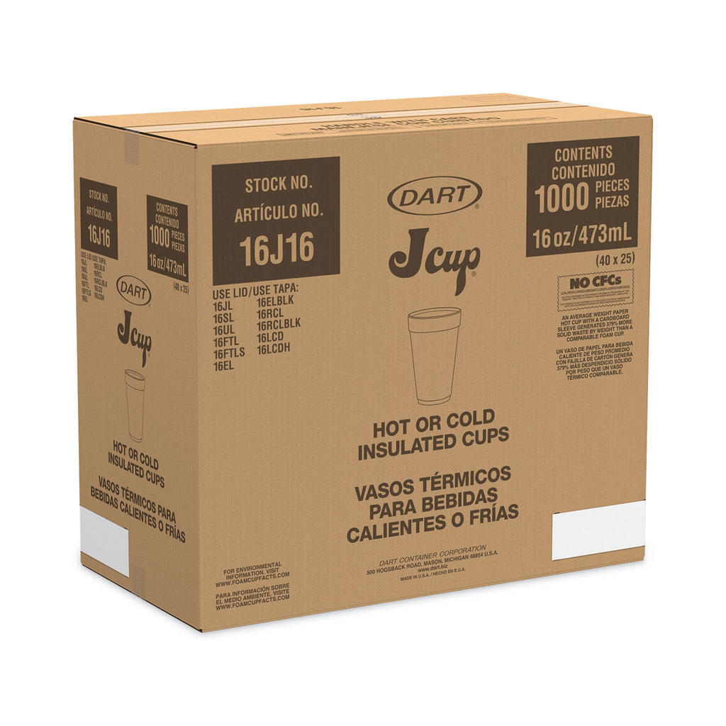 Horizon Hot/Cold Foam Drinking Cups, 16 oz, Printed, Cranberry/White, 25/Bag, 40 Bags/Carton
